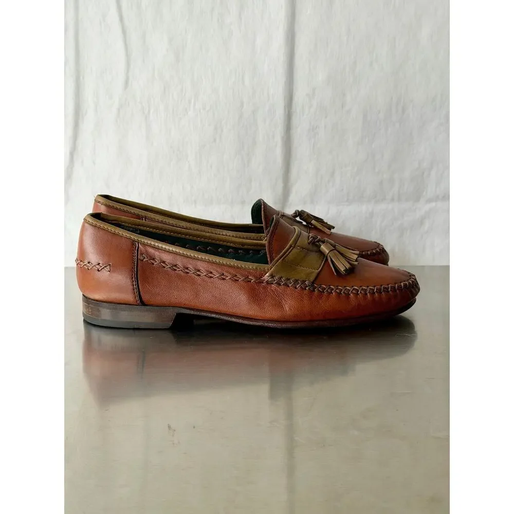 Bruno Magli Vintage Italian Leather Tassel Loafers Men Size 7.5 M